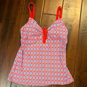 Beach House Orange and Blue Patterned Women's Tankini size 6